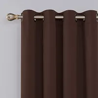 Home Washroom/Kitchen Window Blackout Eyelet Curtain Pack of 2 Piece (Width - 46 Inch X 48 Inch - Length) Brown-thumb1