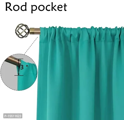 Home Window RodPocket BlackOutt Curtain Pack of 2 Piece (Width - 46 Inch X 60 Inch - Length) Turquoise-thumb2