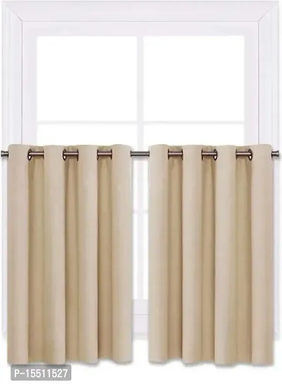 Comfy Home Silk Washroom/Kitchen Window Blackout Triple Wave Technology Eyelet Curtain (Cream, 46x36 Inch) - Pack of 2 Piece