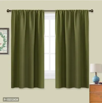 Home Window RodPocket BlackOutt Curtain Pack of 2 Piece (Width - 46 Inch X 60 Inch - Length) Green