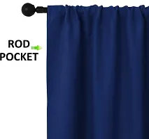 Home Window RodPocket BlackOutt Curtain Pack of 2 Piece (Width - 46 Inch X 60 Inch - Length) Blue-thumb1