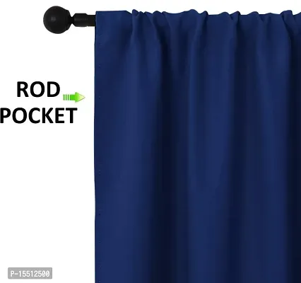 Home Window RodPocket BlackOutt Curtain Pack of 2 Piece (Width - 46 Inch X 60 Inch - Length) Blue-thumb2