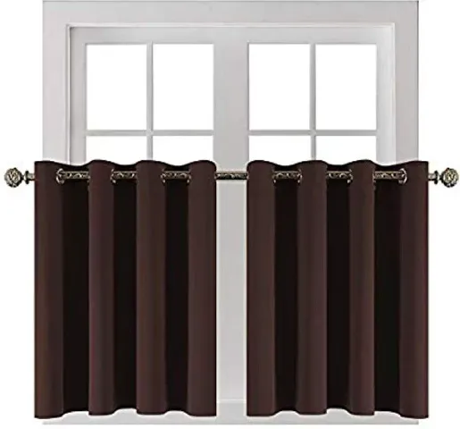 Home Washroom/Kitchen Window Blackout Eyelet Curtain Pack of 2 Piece (Width - 46 Inch X 48 Inch - Length) Brown