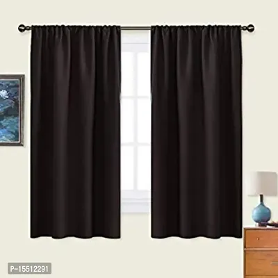 Home Window RodPocket BlackOutt Curtain Pack of 2 Piece (Width - 46 Inch X 60 Inch - Length) Brown-thumb0