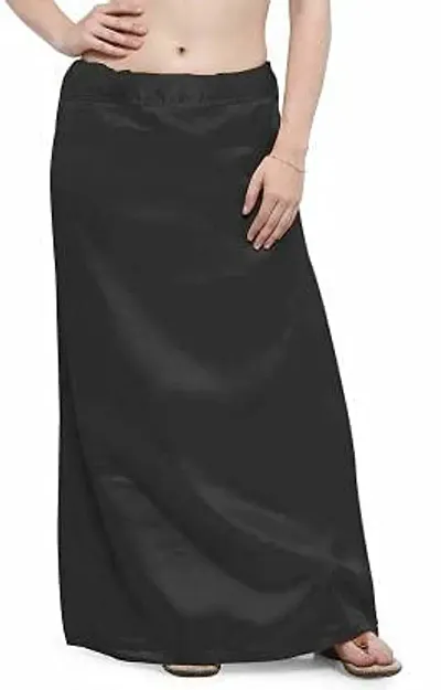 DASA ENTERPRISE Women's Satin Blend Regular Fit Solid Peticoat (Free Size, Black)