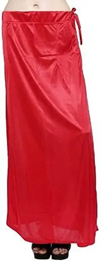 DASA ENTERPRISE Women's Satin Blend Regular Fit Solid Peticoat (Free Size, Red)