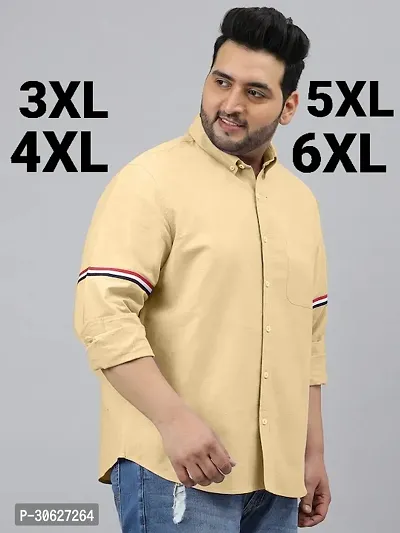 Men Regular Fit Casual Wear Full Sleeves Beige Plus Size Shirt-thumb0