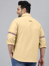 Men Regular Fit Casual Wear Full Sleeves Beige Plus Size Shirt-thumb1