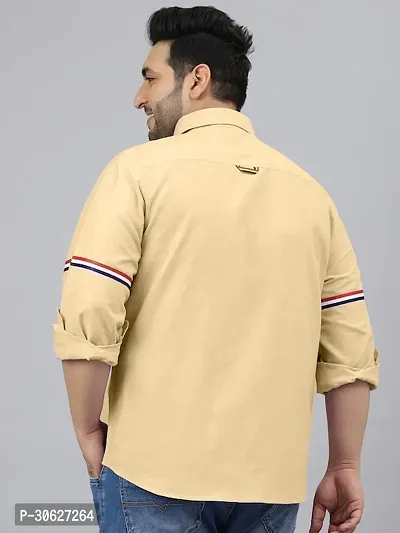 Men Regular Fit Casual Wear Full Sleeves Beige Plus Size Shirt-thumb2