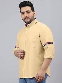 Men Regular Fit Casual Wear Full Sleeves Beige Plus Size Shirt-thumb2