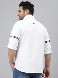 Men Regular Fit Casual Wear Full Sleeves  White Plus Size Shirt-thumb2