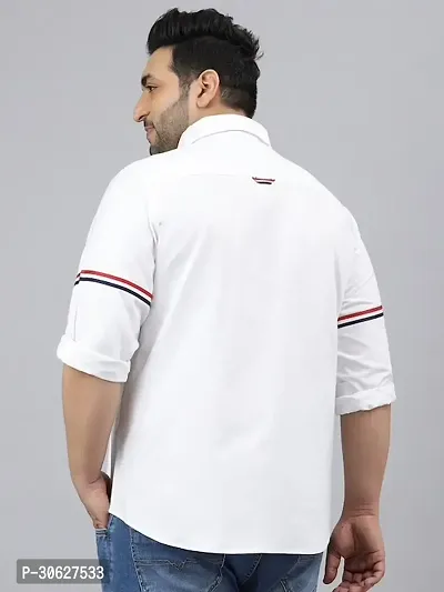 Men Regular Fit Casual Wear Full Sleeves  White Plus Size Shirt-thumb3