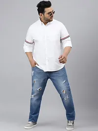 Men Regular Fit Casual Wear Full Sleeves  White Plus Size Shirt-thumb3