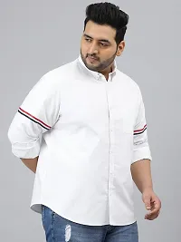 Men Regular Fit Casual Wear Full Sleeves  White Plus Size Shirt-thumb1