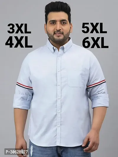 Men Regular Fit Casual Wear Full Sleeves Plus Size Sky Blue Cotton Shirt-thumb0