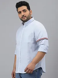 Men Regular Fit Casual Wear Full Sleeves Plus Size Sky Blue Cotton Shirt-thumb2