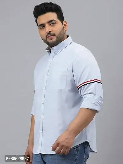 Men Regular Fit Casual Wear Full Sleeves Plus Size Sky Blue Cotton Shirt-thumb3