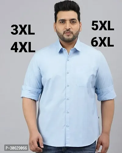 Men Regular Fit Casual Wear Full Sleeves Plus Size SKY blue Shirt-thumb0