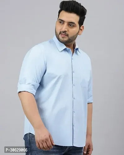 Men Regular Fit Casual Wear Full Sleeves Plus Size SKY blue Shirt-thumb2