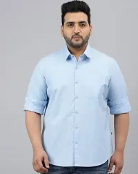 Men Regular Fit Casual Wear Full Sleeves Plus Size SKY blue Shirt-thumb2