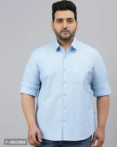 Men Regular Fit Casual Wear Full Sleeves Plus Size SKY blue Shirt-thumb3