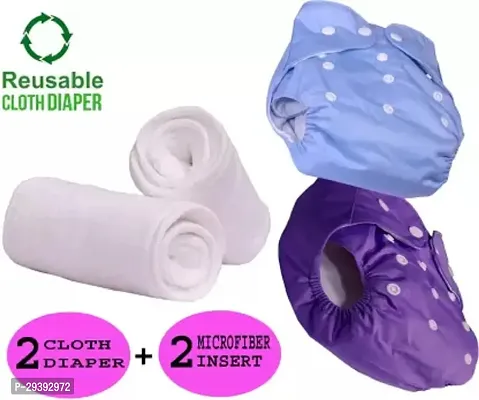 Baby Reusable Cloth Diaper Washable Adjustable Infant 2 NAPPY with 2 INSERT PAD-thumb0