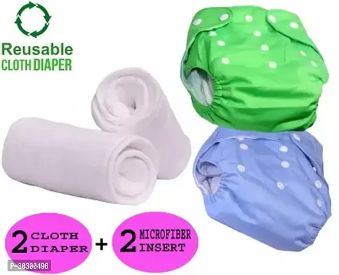 Newborn Baby Reusable Cloth Pocket Diaper Washable Adjustable Buttons 2 Nappy With 2 Insert Pad-thumb0