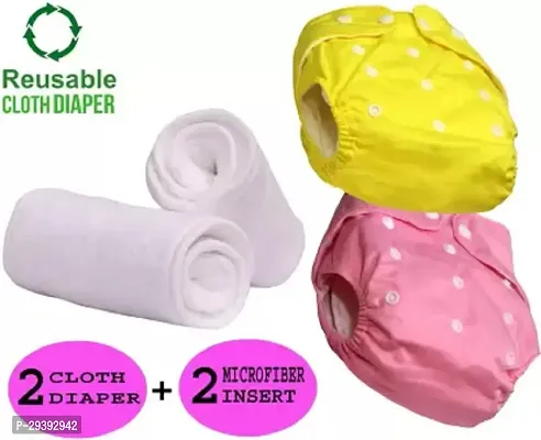 Baby Reusable Cloth Diaper Washable Adjustable Infant 2 NAPPY with 2 INSERT PAD-thumb0