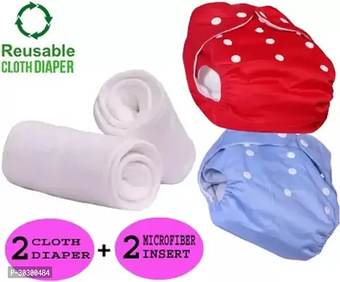 Newborn Baby Reusable Cloth Pocket Diaper Washable Adjustable Buttons 2 Nappy With 2 Insert Pad