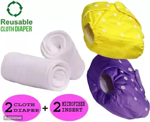 Baby Reusable Cloth Diaper Washable Adjustable Infant 2 NAPPY with 2 INSERT PAD-thumb0