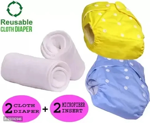 Baby Reusable Cloth Diaper Washable Adjustable Infant 2 NAPPY with 2 INSERT PAD-thumb0