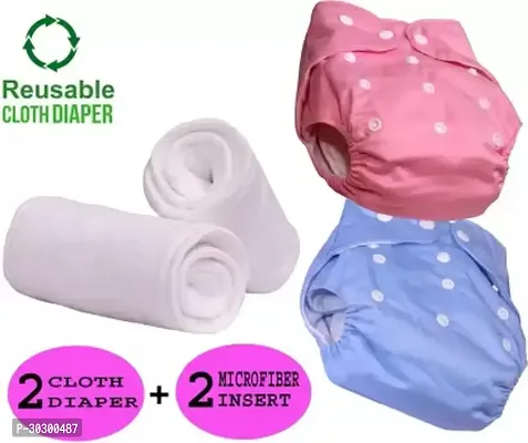 Newborn Baby Reusable Cloth Pocket Diaper Washable Adjustable Buttons 2 Nappy With 2 Insert Pad-thumb0