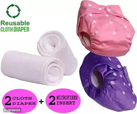 Newborn Baby Reusable Cloth Pocket Diaper Washable Adjustable Buttons 2 Nappy With 2 Insert Pad