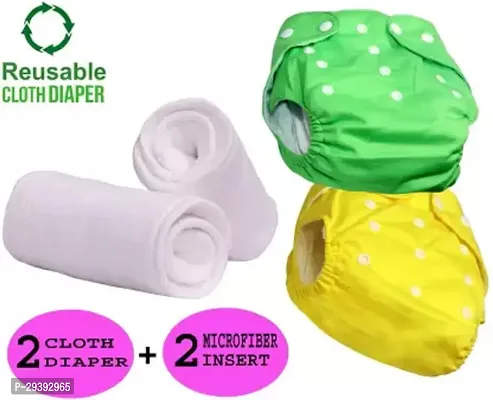 Baby Reusable Cloth Diaper Washable Adjustable Infant 2 NAPPY with 2 INSERT PAD-thumb0