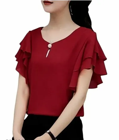 Elegant Crepe Solid Top For Women