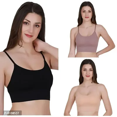 Buy Pack of 3 Women Cami Bra Lightly Padded Bra (Multicolor