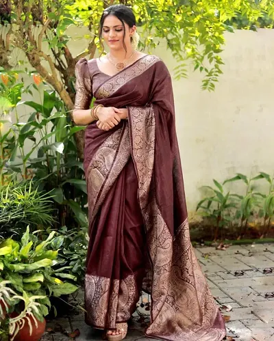 Must Have Art Silk Saree with Blouse piece 