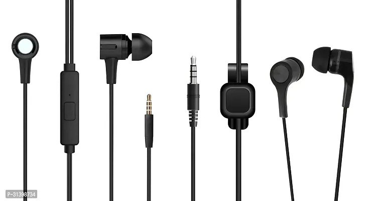 Ultra High Bass Earphone With Mic-Pack Of 2 Black-thumb0