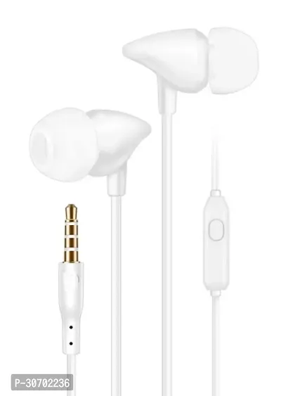 Stylish White In-Ear Wired Earphones With Microphone