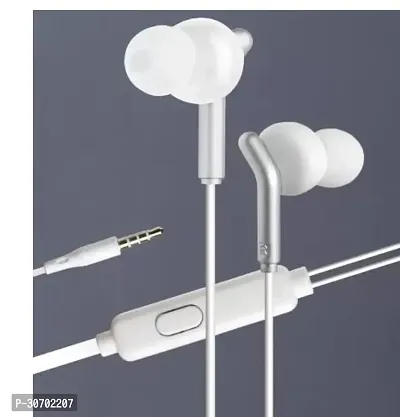 Stylish White In-Ear Wired Earphones With Microphone-thumb0