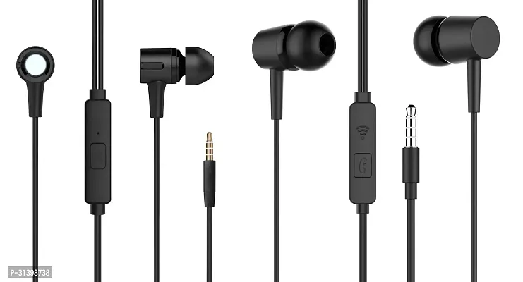 Ultra High Bass Earphone With Mic-Pack Of 2 Black