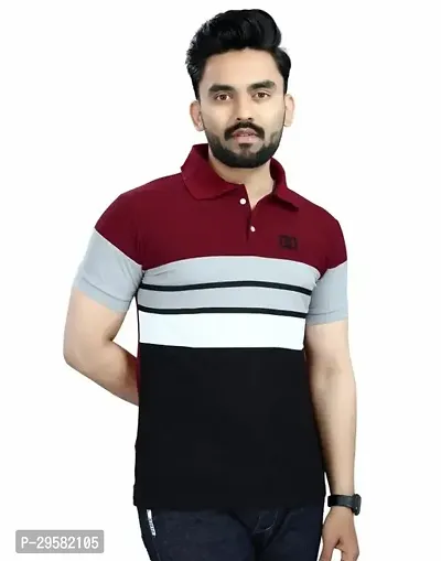 Stylish Cotton Blend T-shirt For Men-thumb0