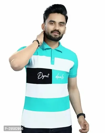 Stylish Cotton Blend T-shirt For Men-thumb0