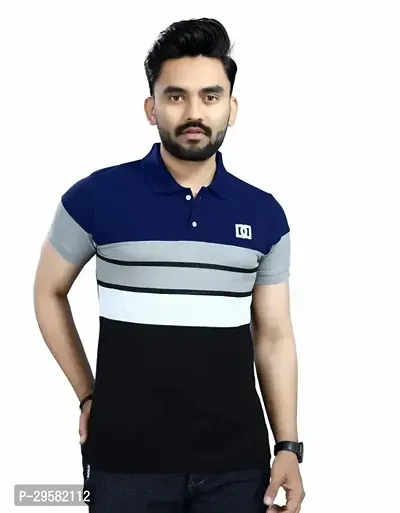 Stylish Cotton Blend T-shirt For Men-thumb0