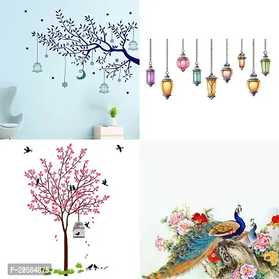 Merical Birdcase Key, Kids Under Tree, Lovebirds  Hearts, Magical Tree Wall Stickers for Living Room, Hall, Wall D?cor (Material: PVC Vinyl)-thumb0