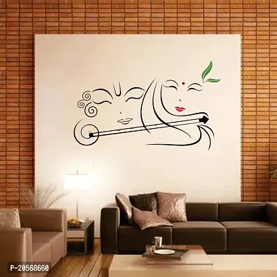 Merical Radhe Krishna with Flute and Flowers Switch Board Wall Sticker for Living Room, Hall, Bedroom (Material: PVC Vinyl)-thumb4