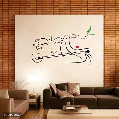 Merical Radhe Krishna with Flute and Twitter Switch Board Wall Sticker for Living Room, Hall, Bedroom (Material: PVC Vinyl)-thumb4
