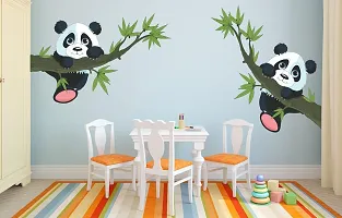 Merical Panda Hanging On A Branch and Flowers Switch Board Wall Sticker for Living Room, Hall, Bedroom (Material: PVC Vinyl)-thumb3
