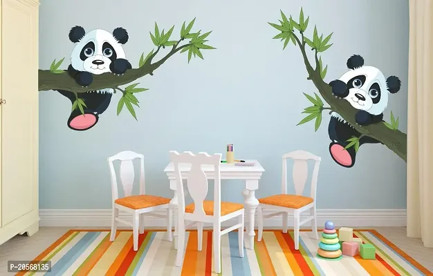 Merical Panda Hanging On A Branch and Flowers Switch Board Wall Sticker for Living Room, Hall, Bedroom (Material: PVC Vinyl)-thumb4