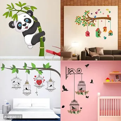 Merical Branches and Cages, Baby Panda, Bird House Branch, Birdcase Key Wall Sticker for Wall D?cor, Living Room, Bedroom, Kidsroom